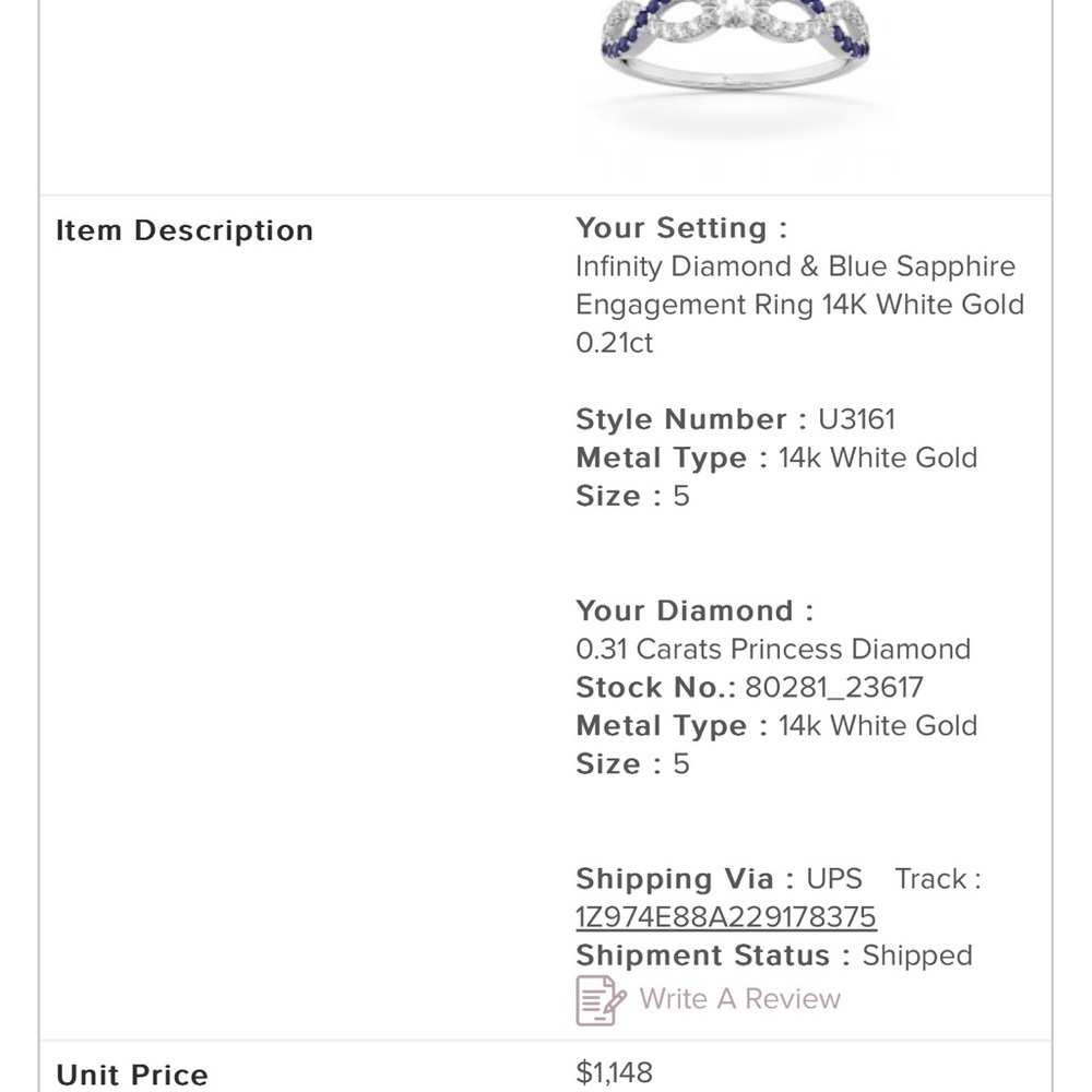 14k white gold & sapphire wedding ring set - Picture 6 of 8